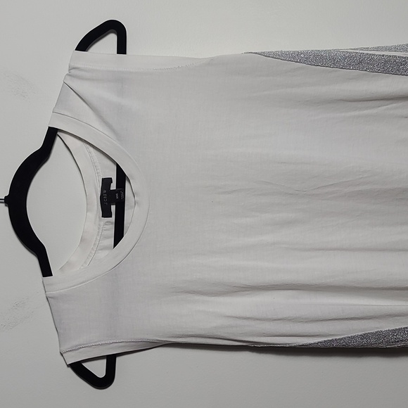 J.CREW White Sleeveless Muscle Tee w/ Silver Glitter Stripes Down Sides Size XXS - Picture 7 of 16